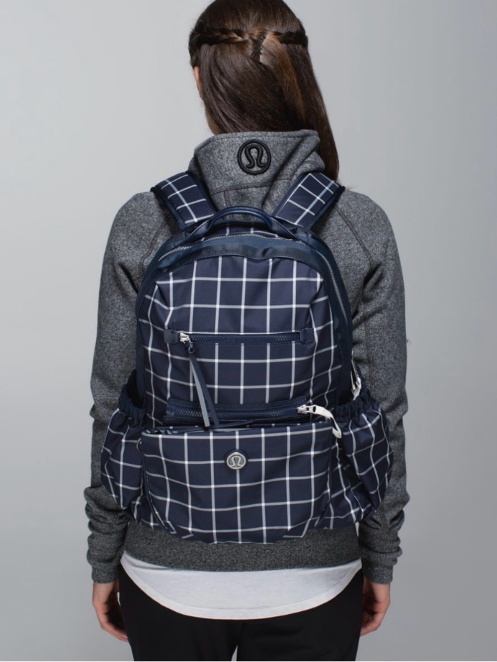 Lululemon Back To Class Backpack Pacific Check Inkwell Ghost Blue Plaid